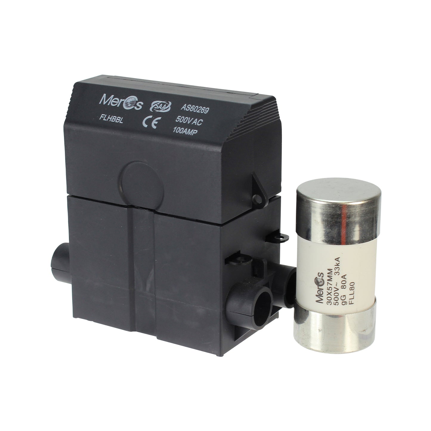 Black Wired Service Fuse Holder - 100A 500V 22x57mm
