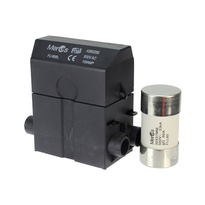Black Wired Service Fuse Holder - 100A 500V 22x57mm